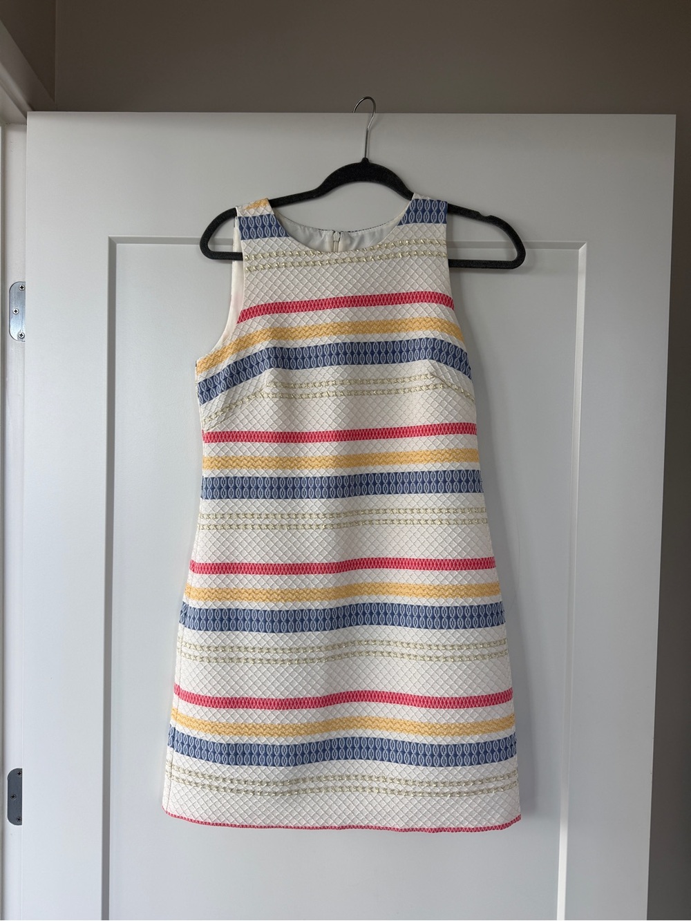 Vince Camuto Striped Cream Dress with Blue, Yellow & Pink Accents